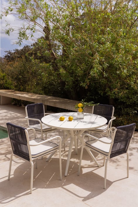 Round garden table in aluminum Valerie - Gardenia Bianco