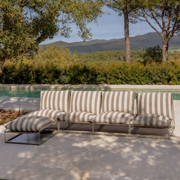 Divano Modulare Da Giardino 4 Pezzi Con Pouf Convertibile Amaro Tapioca Beige - Marrone Moka - Sklum