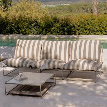 Set Da Giardino Con Divano Modulare A 3 Pezzi E Tavolino Convertibile Amaro Tapioca Beige - Marrone Moka - Sklum