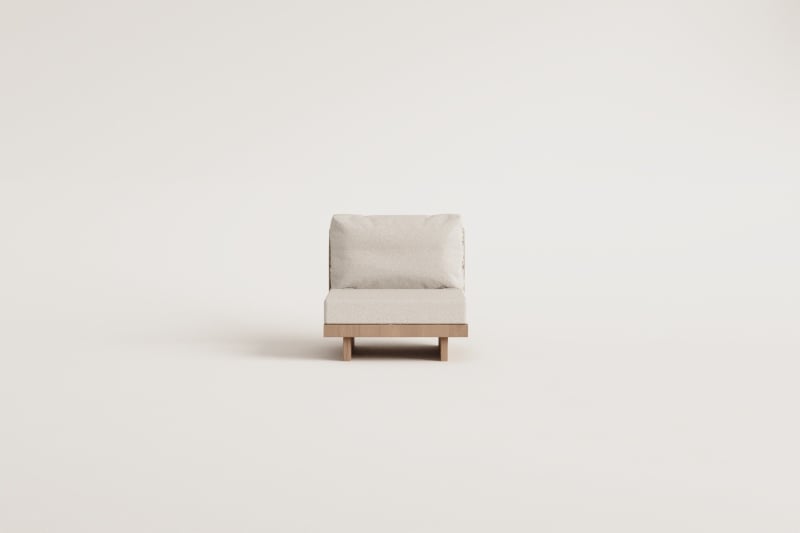 Modulo centrale per divano modulare da giardino in legno di acacia e corda intrecciata Dailin