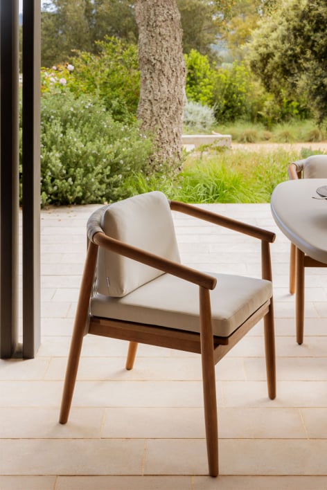 Sedia da giardino Aderyn in legno di eucalipto con braccioli