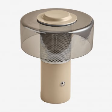 Lampada Da Tavolo Da Esterno A Led Senza Fili Elfriede In Vetro E Acciaio Tapioca Beige - Sklum