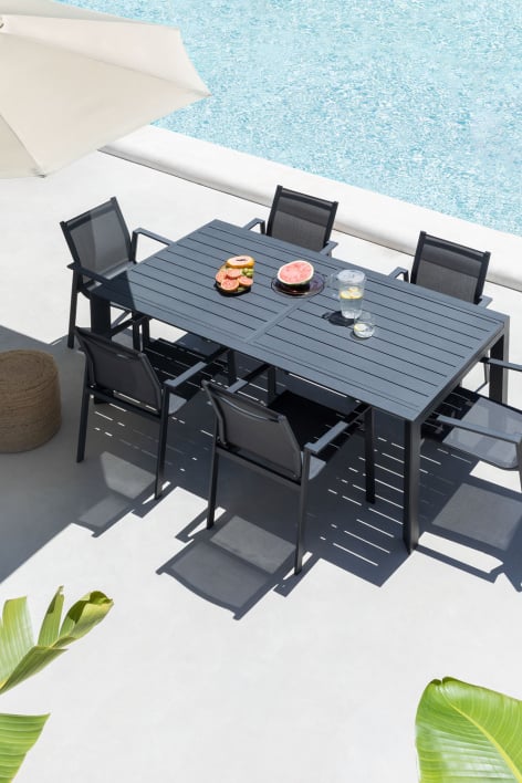 Tavolo da giardino rettangolare 180-240x100 cm allungabile in alluminio Starmi - Grigio Grafite