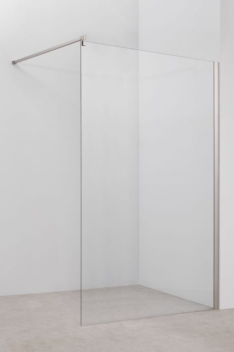 Box doccia fisso 120x195 cm, vetro temperato trasparente da 8 mm e alluminio grigio spazzolato Bristol