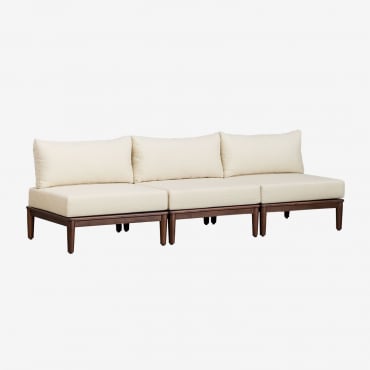Divano Componibile Giulia 3 Pezzi In Legno Di Acacia Beige Crema - Sklum