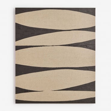 Tela Decorativa 100x120 Cm Dipinta A Mano Yaleno Nero - Crema Linho - Sklum