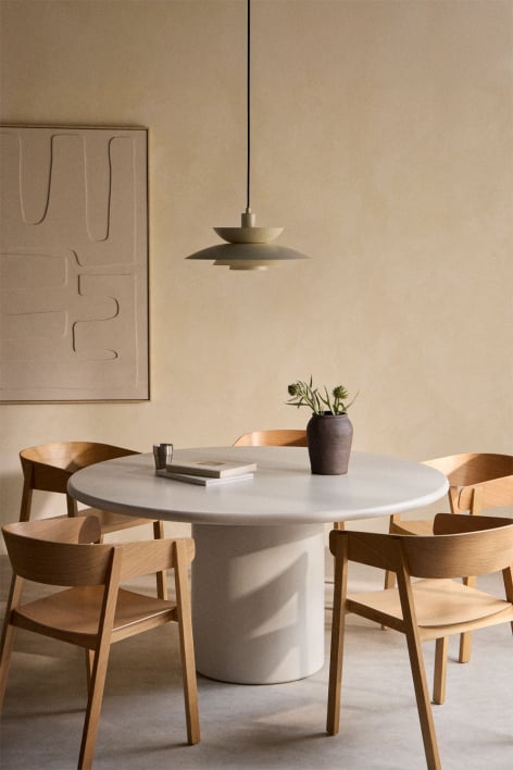 Tavolo da pranzo rotondo in MDF Rodeo - Tapioca Beige