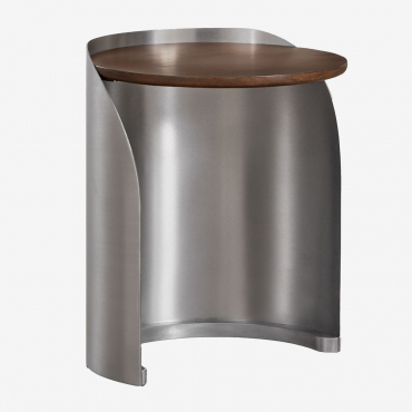 Tavolino Rotondo Xireisa In Legno Di Mango E Acciaio Inossidabile Ø35 Cm - ↑45 Cm - Sklum