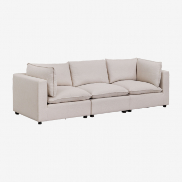 Divano Componibile Daniela 3 Pezzi Tessuto Beige Crema - Sklum