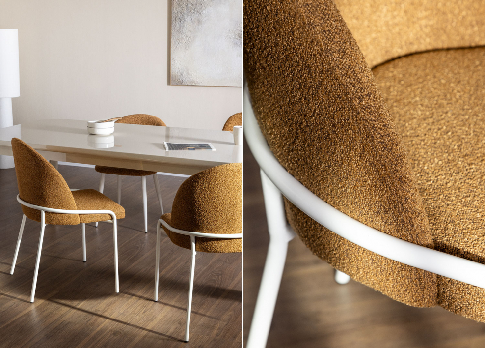 Sedia da pranzo imbottita Grolet - Bouclé miele
