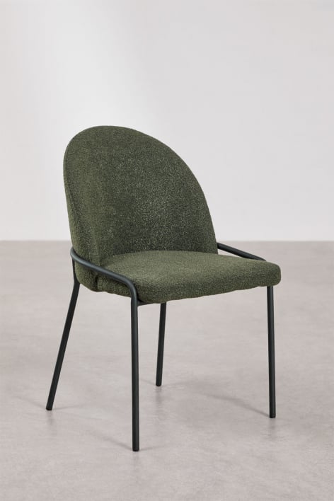 Confezione da 2 sedie da pranzo imbottite Grolet - Bouclé Verde Militare