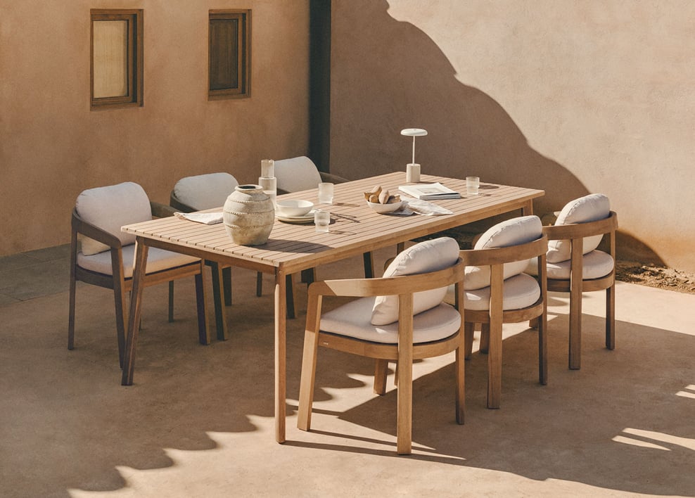 Rectangular garden table in acacia wood Kaela - Acacia Marrone Chiaro