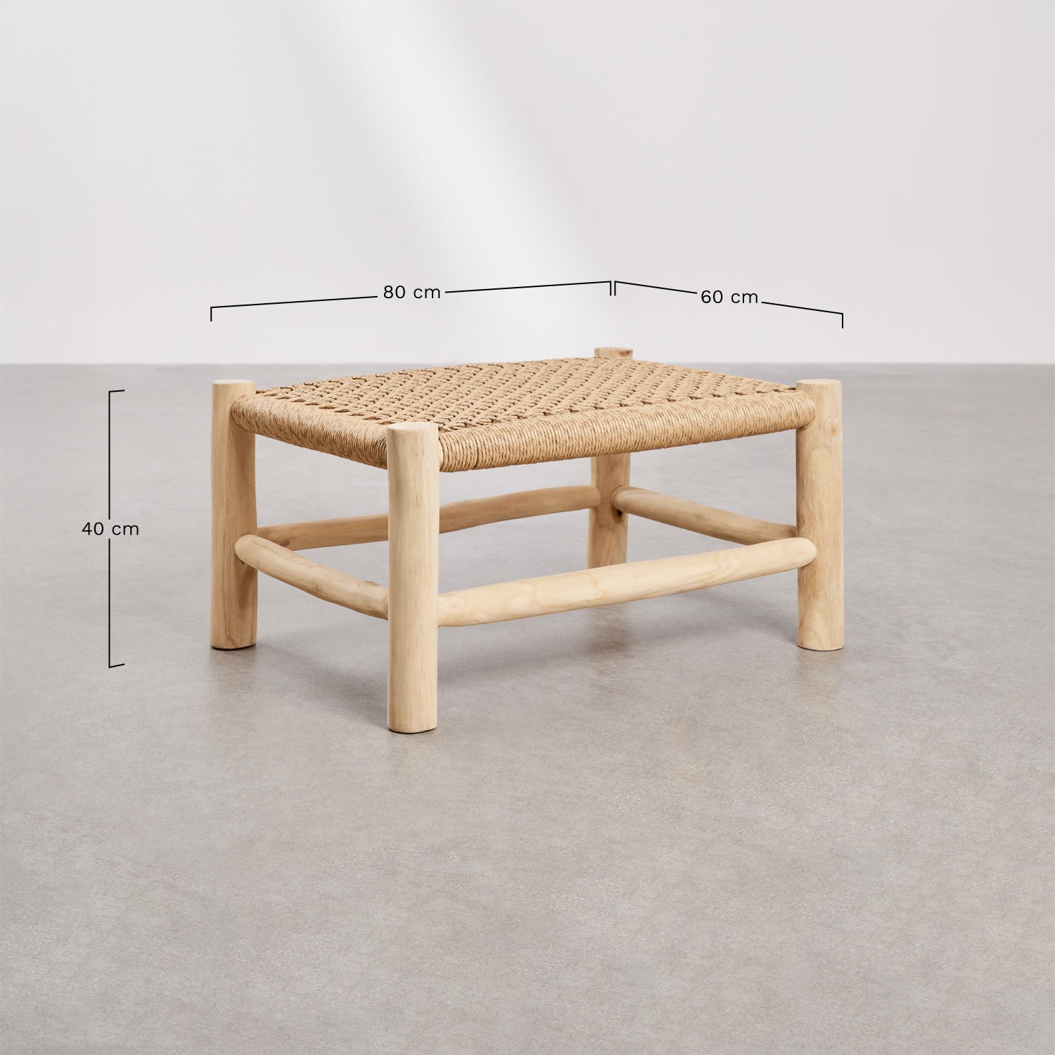 Tavolino da giardino rettangolare 80x60 cm in legno di teak Bientina, MISURE