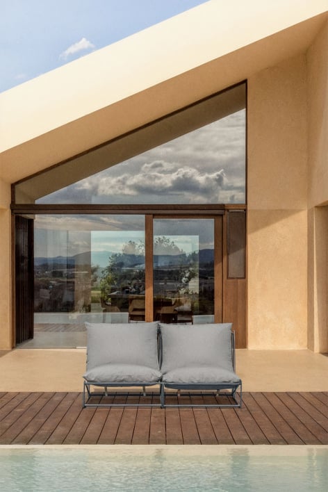 Divano modulare da giardino a 2 pezzi Amaro - Grigio