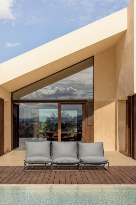 Divano modulare da giardino a 3 pezzi Amaro - Grigio