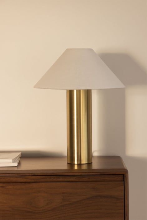 Lampada da tavolo in lino e ferro Barak