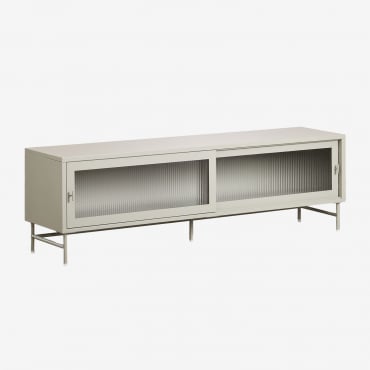 Mobile Porta Tv Paoline 180x40 Cm In Acciaio E Vetro Verde Kaki - Sklum