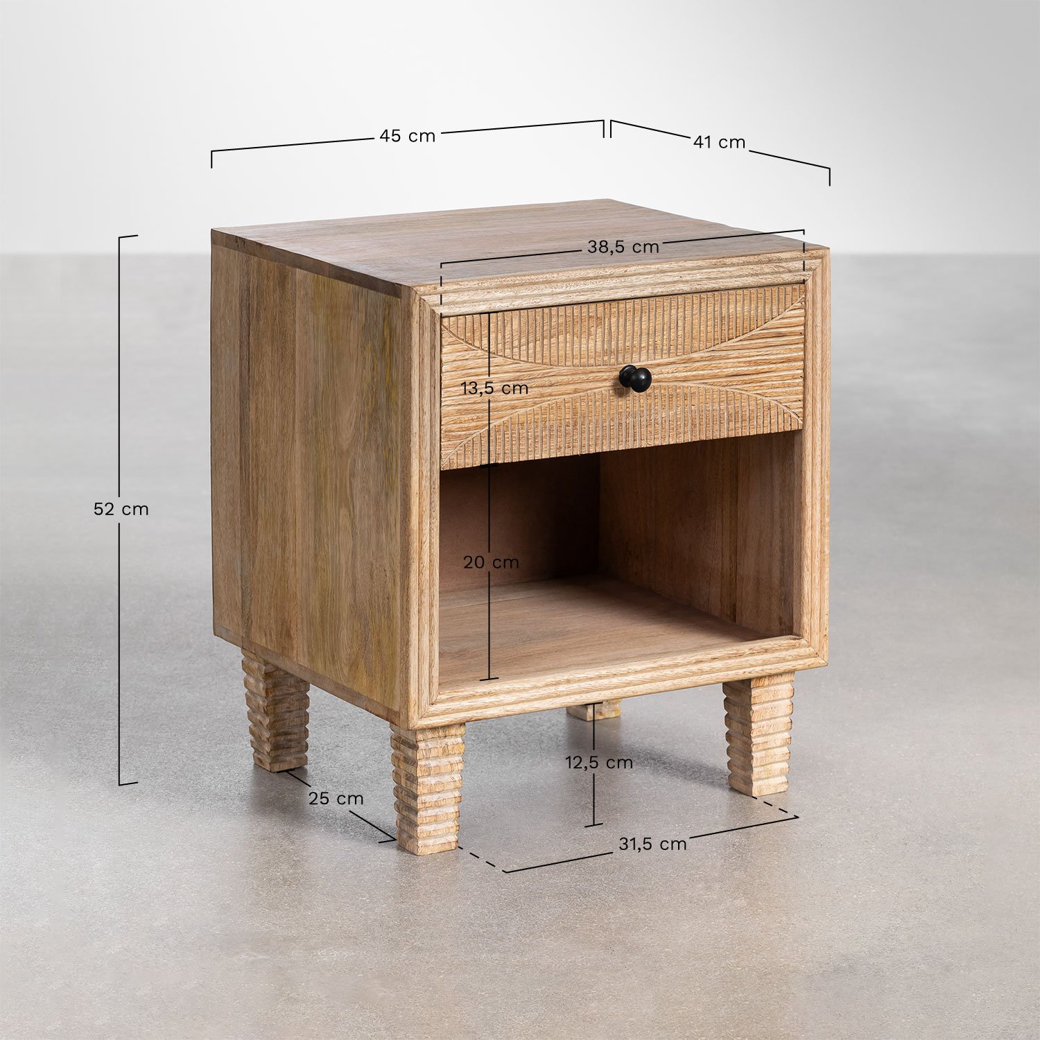 Comodino Marani in legno di mango    , MISURE