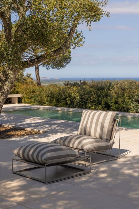 Set da giardino con poltrona e pouf convertibile Amaro - Tapioca Beige - Marrone Moka