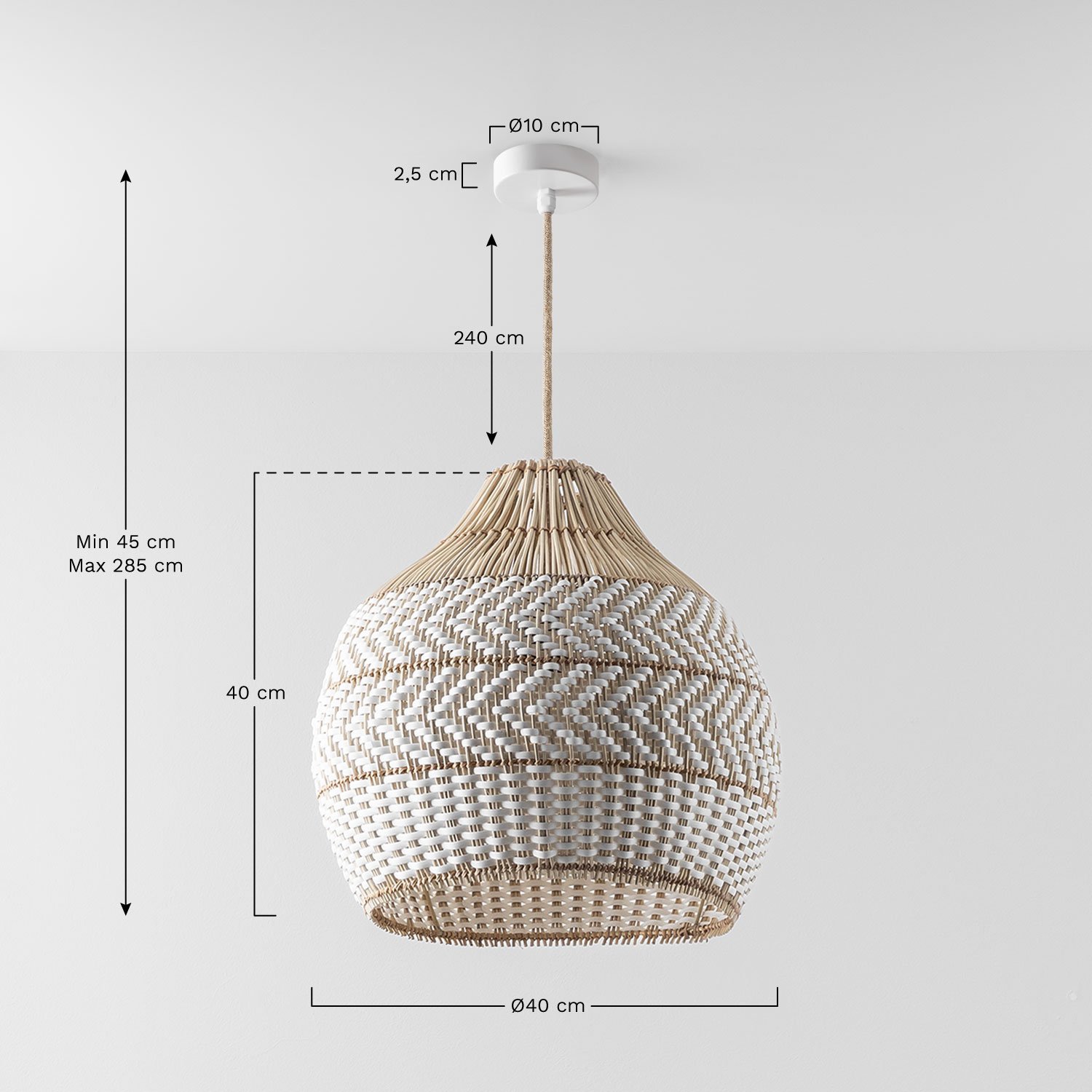 Lampada da soffitto per esterni in rattan intrecciato Llaury, MISURE