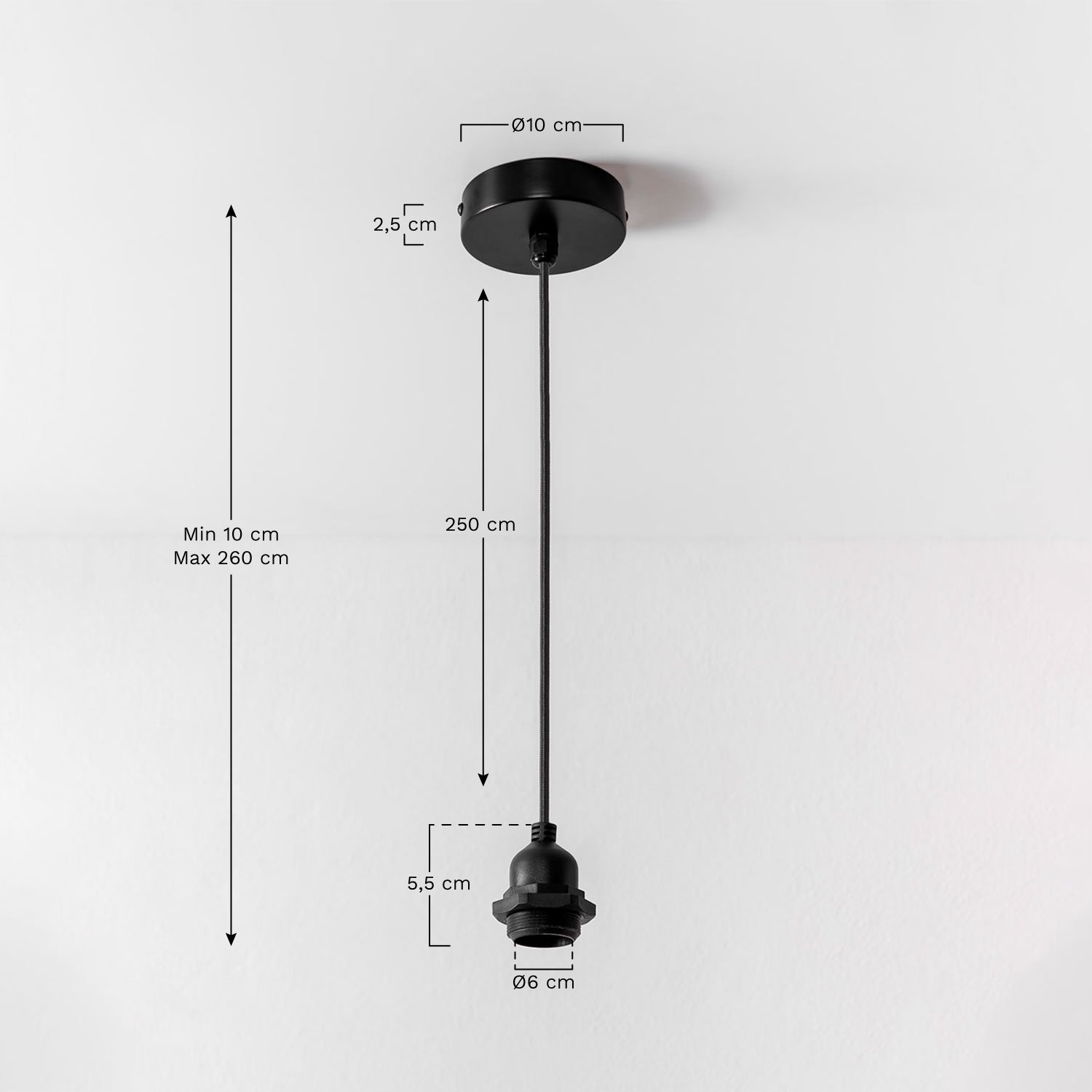 Lampada da soffitto per esterni Hannon Cavo, MISURE