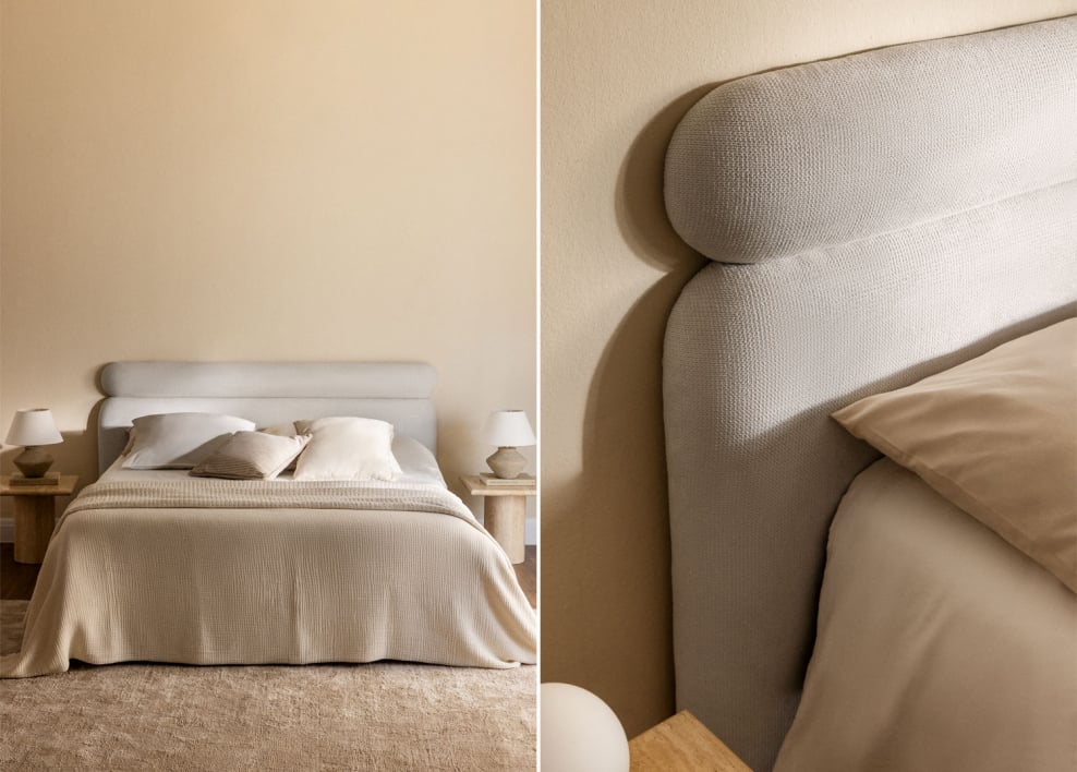 Testiera letto 150cm in tessuto bianco Cirene