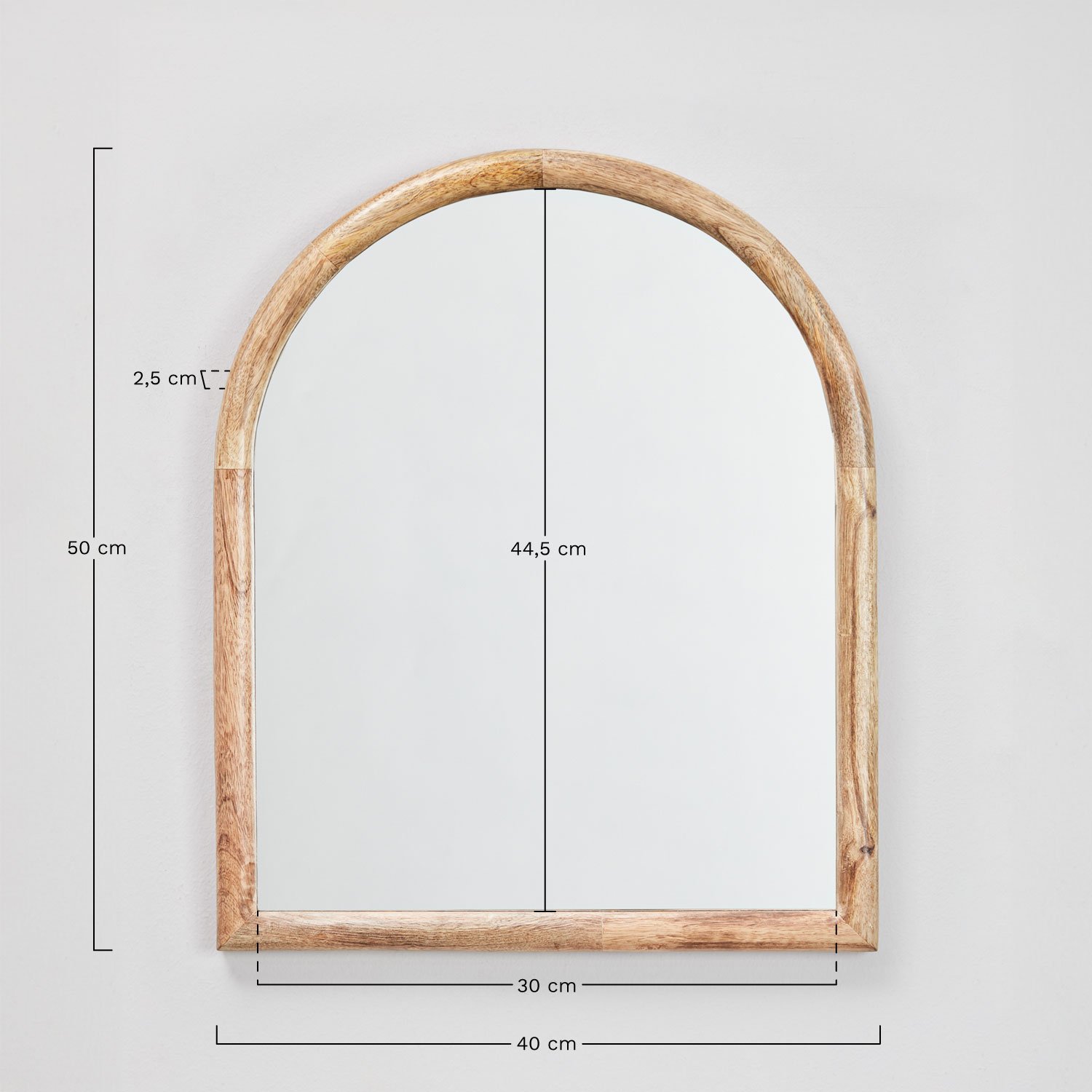 Specchio da parete 40x50 cm in legno di mango Patmos, MISURE
