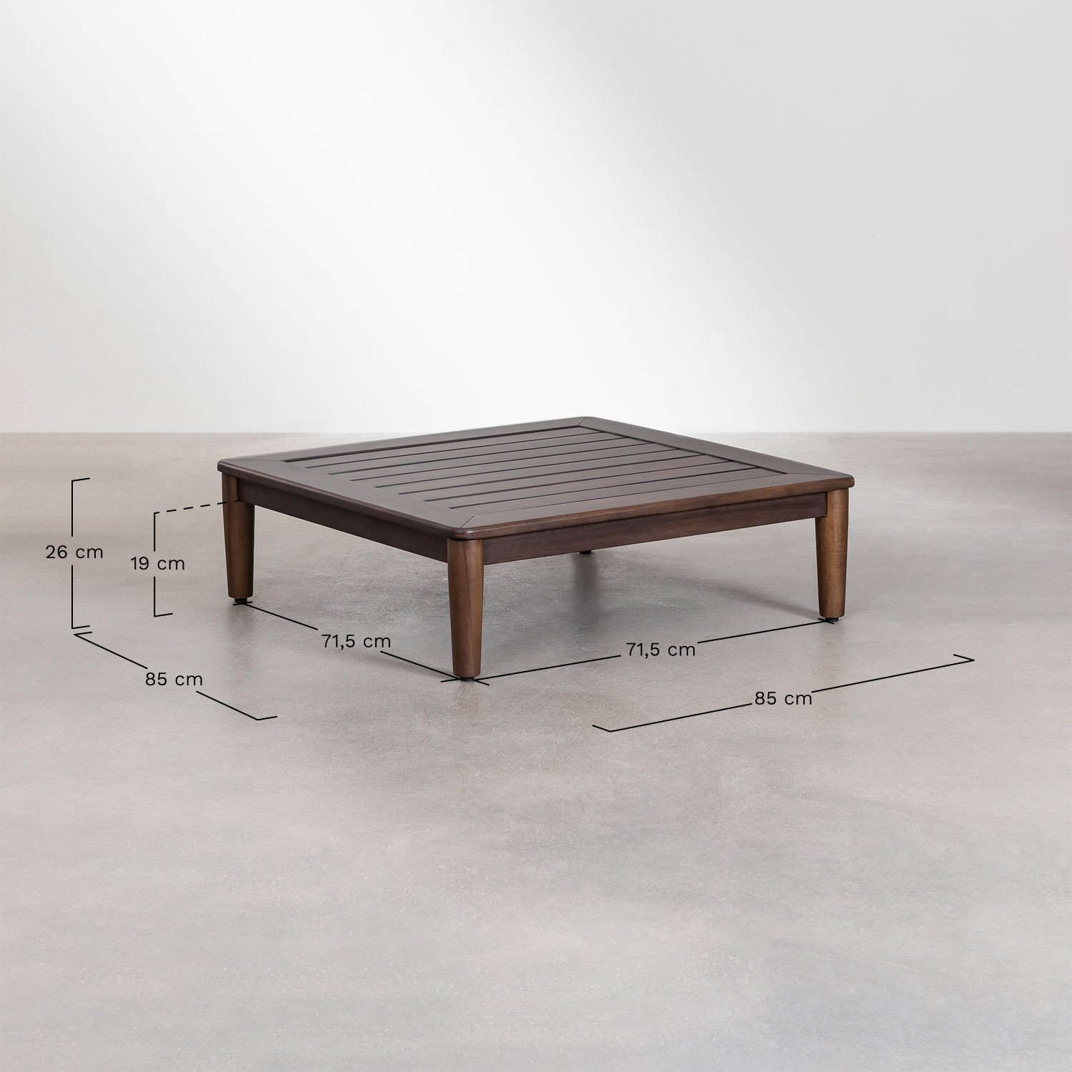 Set da salotto con divano modulare 4 pezzi con 2 poltrone angolari, tavolino da caffè, pouf e poltrona in acacia Giulia, MISURE