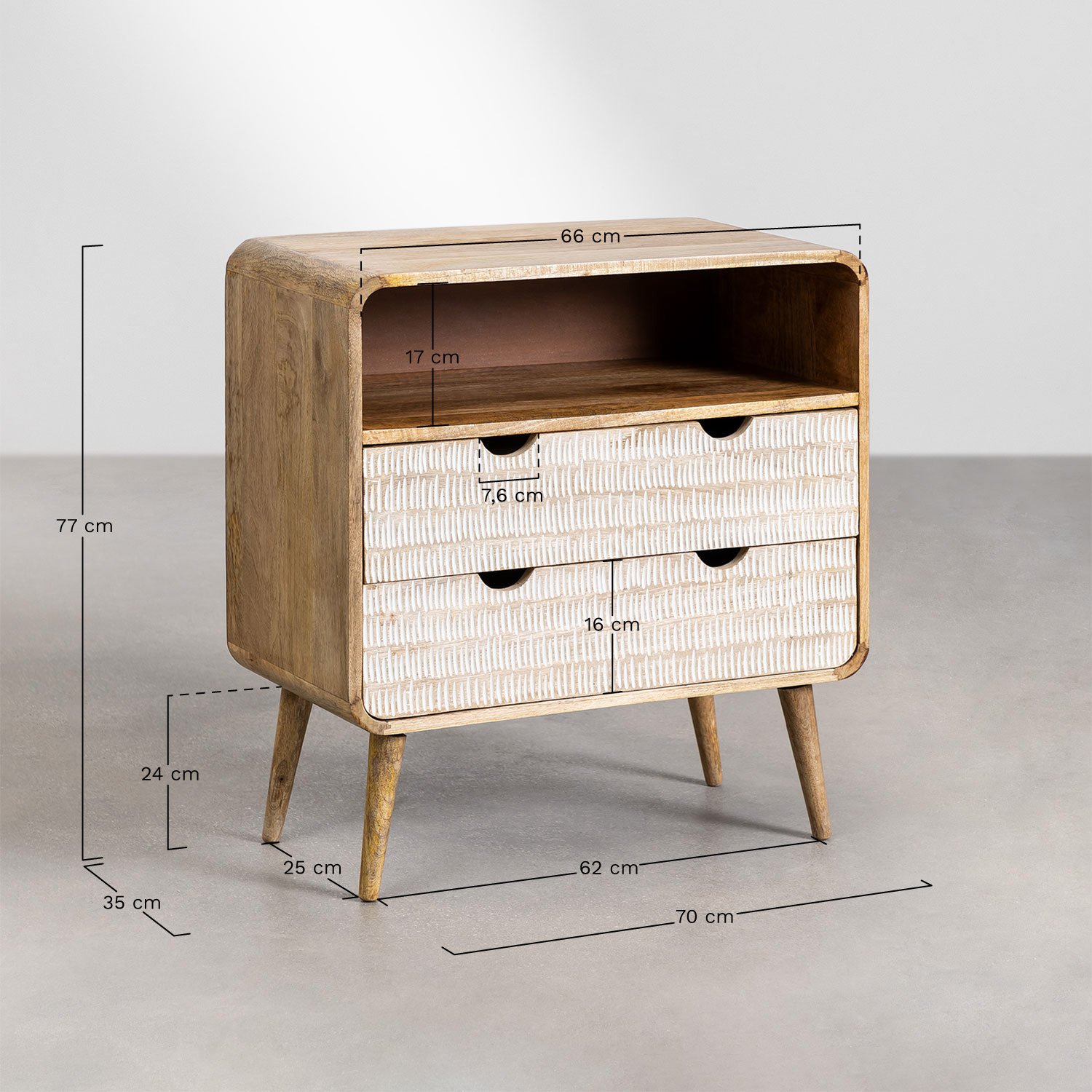 Cassettiera in legno di mango Yulara, MISURE