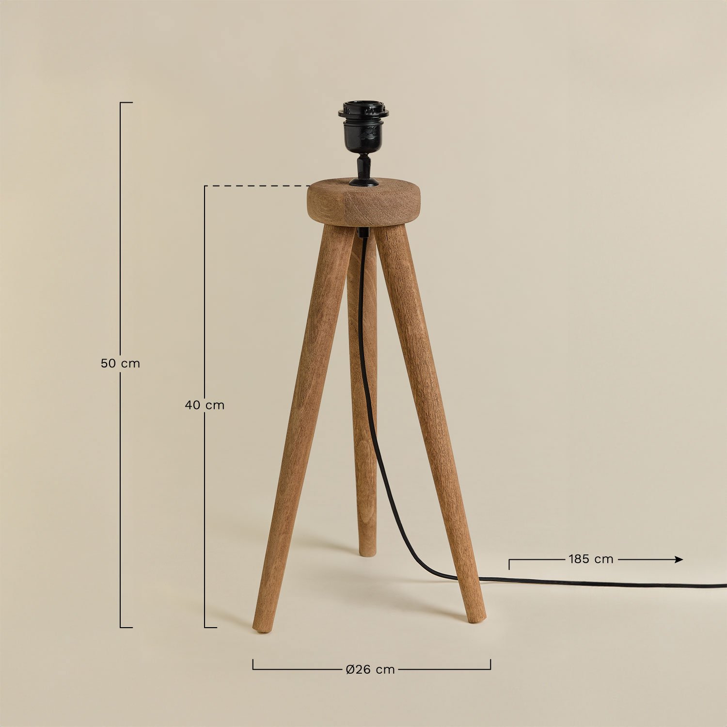 Base per lampada da tavolo ↑40 cm in legno di mango Simona, MISURE
