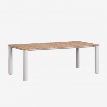 Tavolo Da Giardino Rettangolare 220x100 Cm In Alluminio E Legno Di Teak Sirka Legno Di Teak Chiaro & 220 X 100 Cm - Sklum