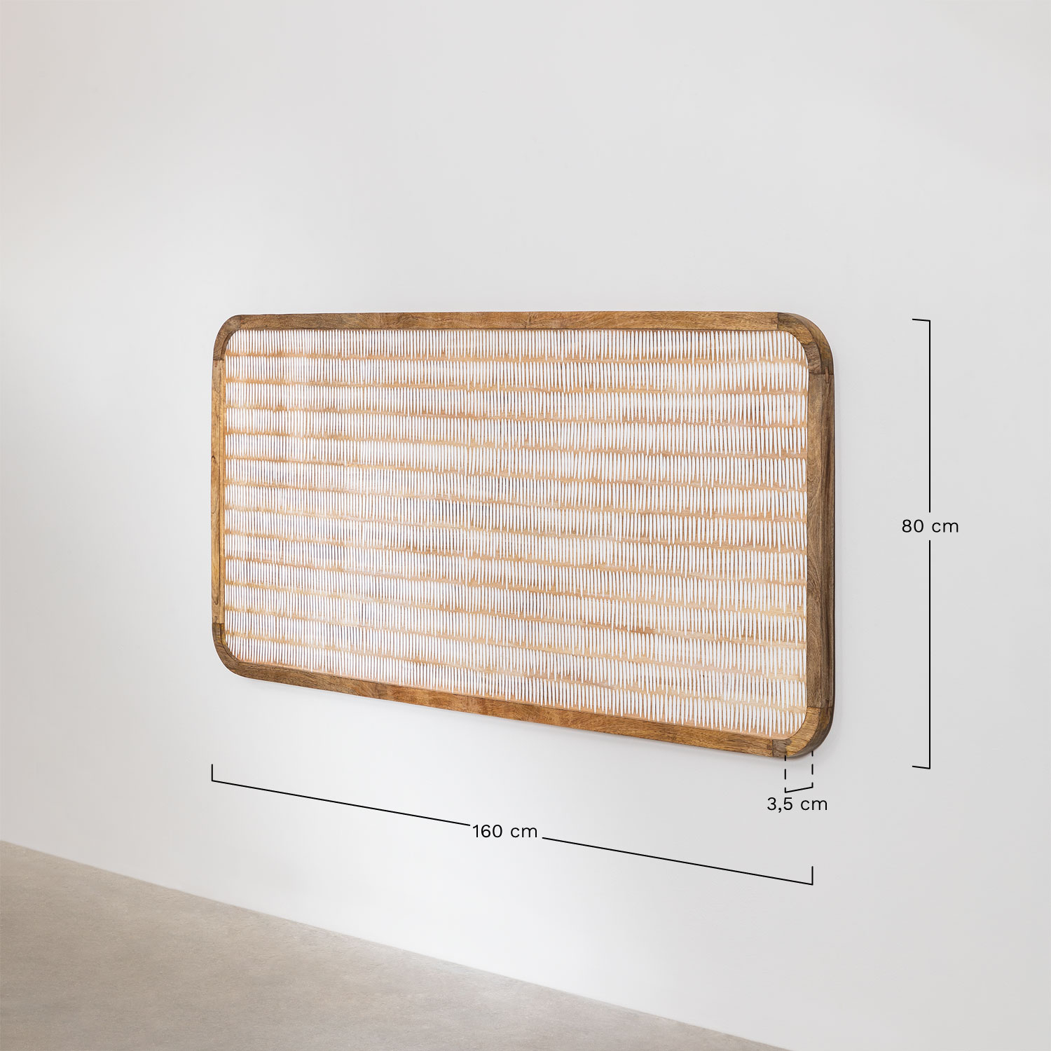 Testiera per letto da 150 cm in legno di mango Yulara, MISURE