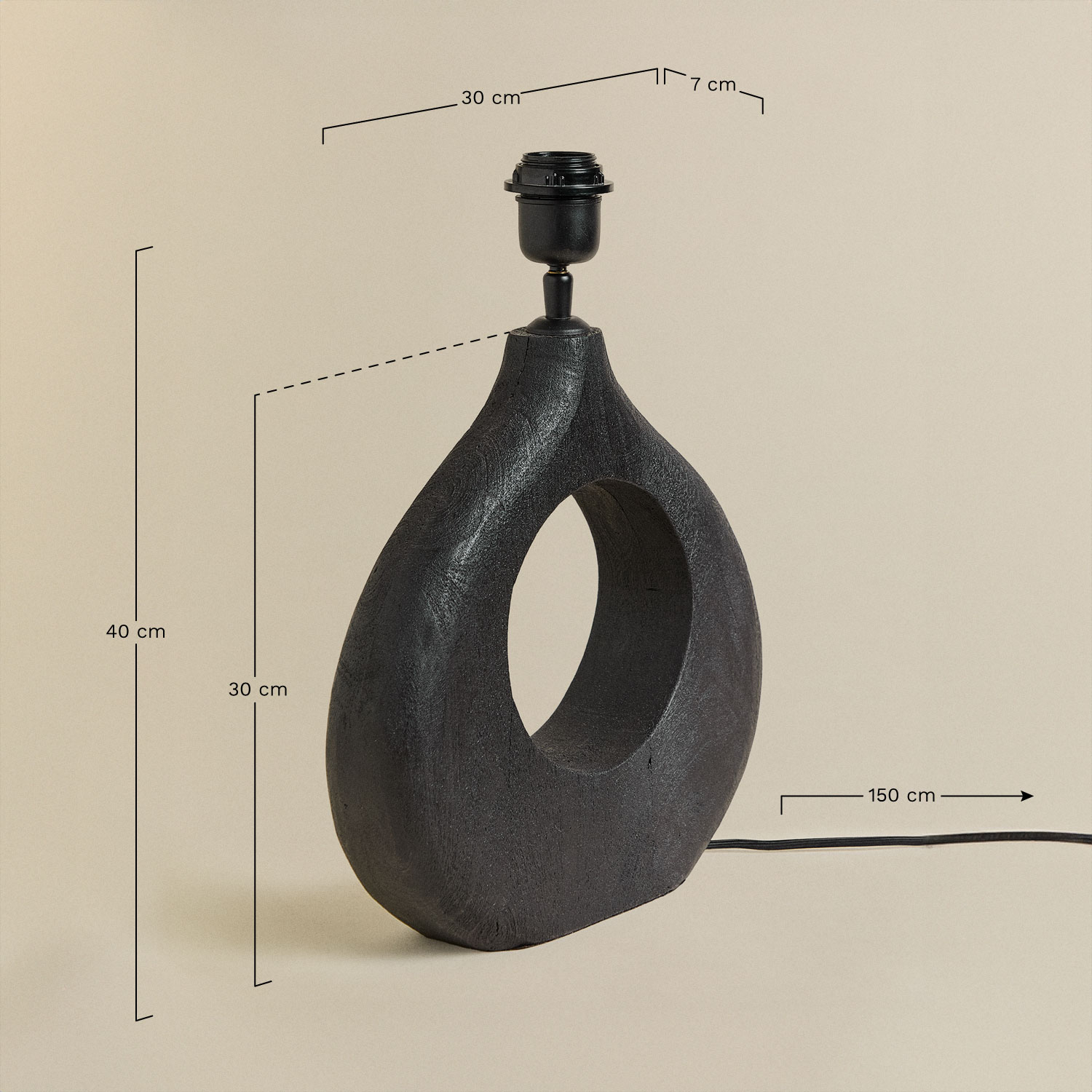 Base per lampada da tavolo ↑30 cm in legno di mango Joana, MISURE