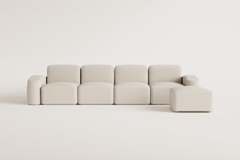 Divano componibile Bastian 4 pezzi e pouf