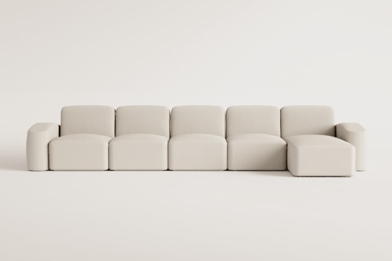 Divano modulare Bastian Chaise Longue destro a 5 pezzi