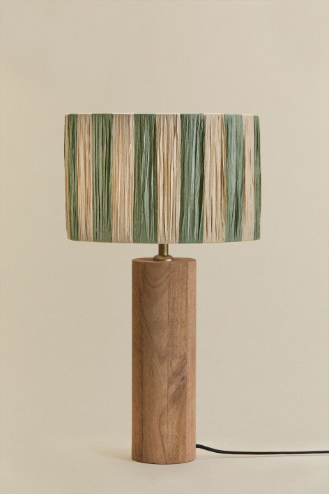 Lampada da tavolo in legno di mango Carolina