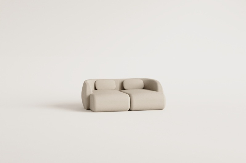 Divano componibile Coquette chaise longue in ciniglia in 2 pezzi