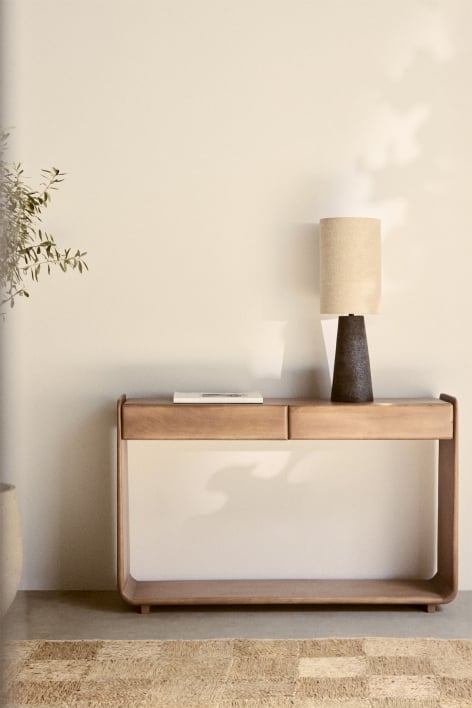 Consolle rettangolare da ingresso 120x30 cm in legno Tinsley - Legno di mango