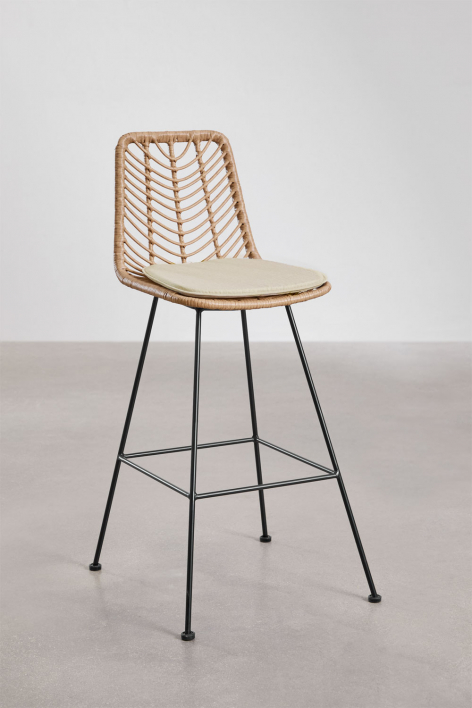 Confezione da 2 sgabelli alti in rattan sintetico Gouda Natural - Nero