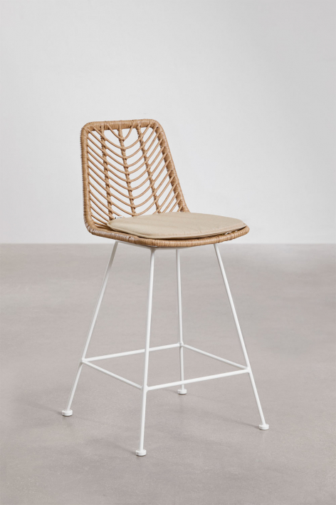 Confezione da 2 sgabelli alti in rattan sintetico Gouda Natural - Bianco