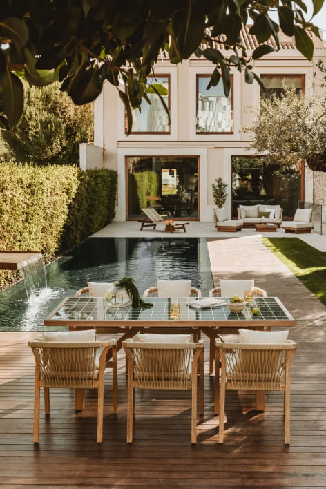 Tavolo da giardino rettangolare 200x100 cm in legno di acacia Dubai - Verde Scuro