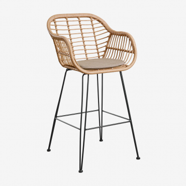 Set Di 2 Sgabelli Alti In Rattan Sintetico Zole ↑75 Cm & Marrone Moka - Sklum