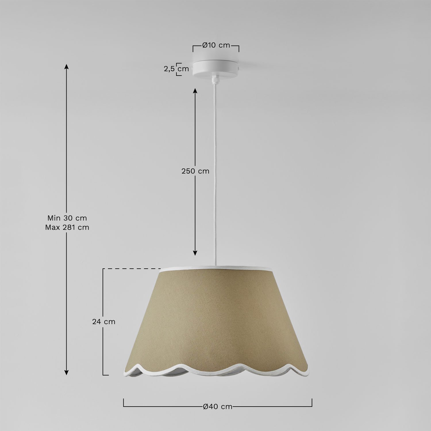 Lampada a sospensione da soffitto in cotone Berne, MISURE