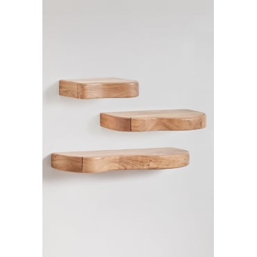 HORLIMER,Mensola da parete in Legno Set di 5, con Barre, Mensole Sospese per Parete Rustiche per