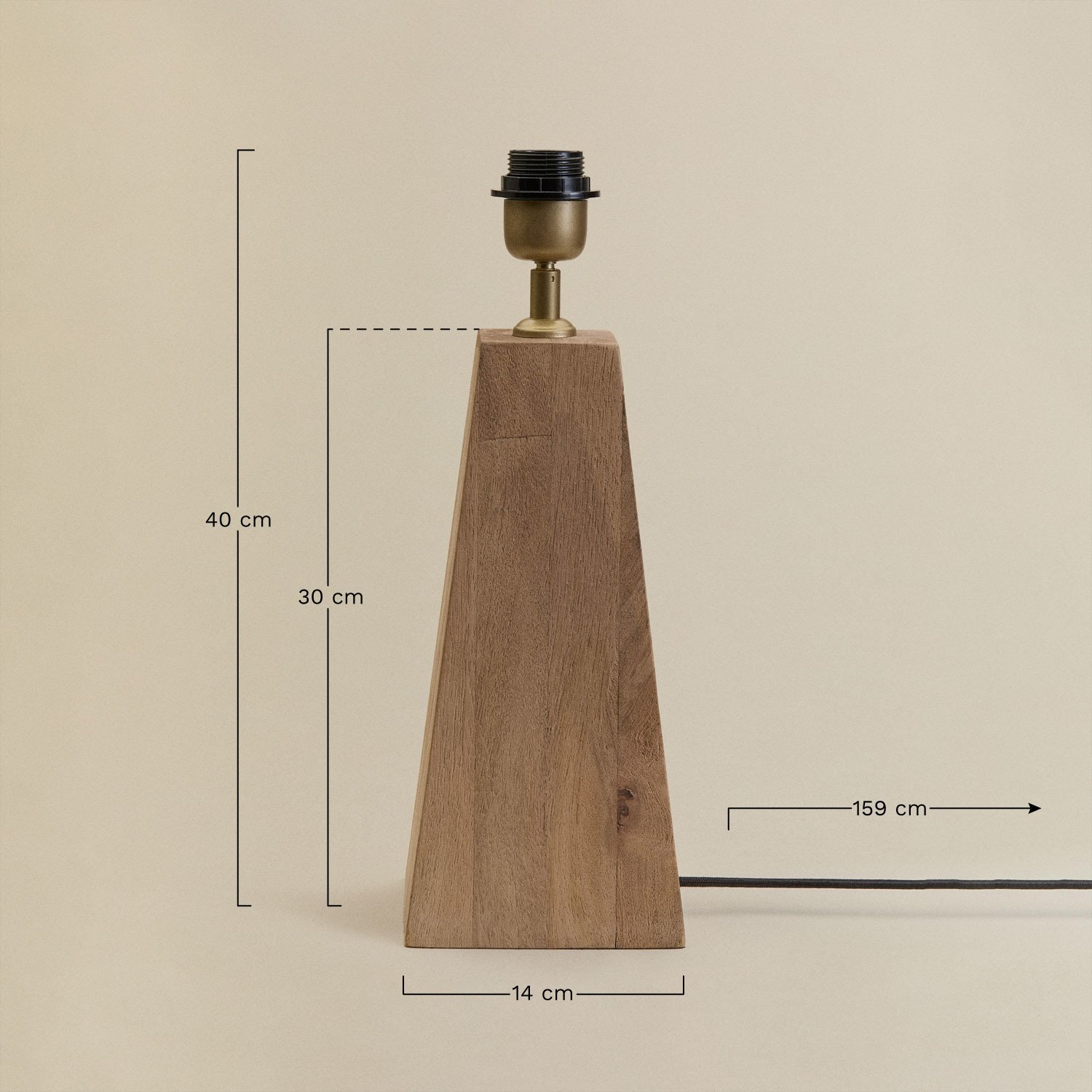 Base per lampada da tavolo 30 cm in legno di mango Taraua, MISURE