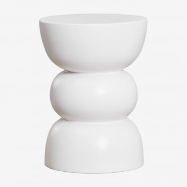 Tavolino Laterale Rotondo Ø35 Cm In Ceramica Tiyi Bianco Antico - Sklum