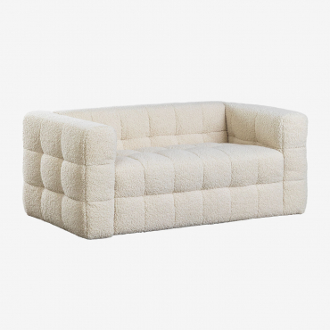 Divano In Pelle Di Pecora Harriet A 2 Posti Ciniglia Crema Beige - Sklum