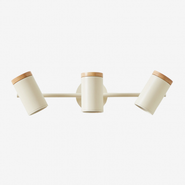 Lampada Da Parete Orientabile Con 3 Punti Luce In Ferro Amaranto Tapioca Beige - Sklum