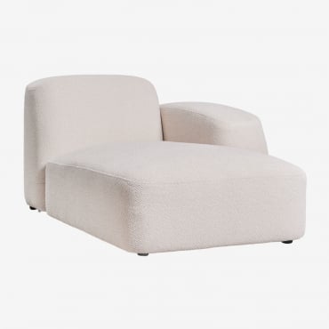 Modulo Chaise Longue Destro Per Divano Componibile Bastian Tessuto Di Ciniglia Spessa Bianco - Sklum