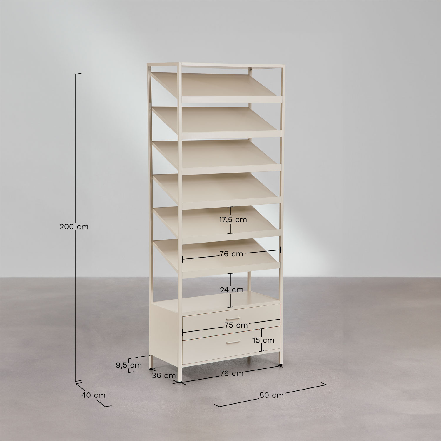 Scarpiera in acciaio Janine con cassetti, MISURE